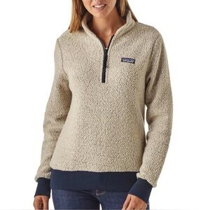 Patagonia Woolyester Fleece Quarter Zip Pullover Jacket in Oatmeal Heather, Sz M